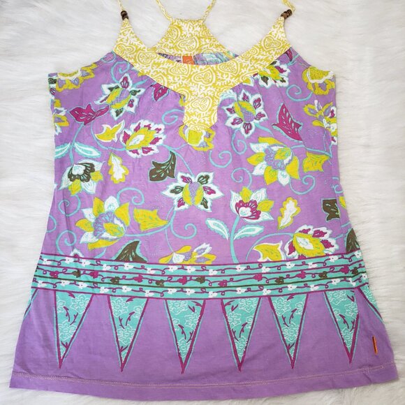 Whimsical Fairy Boho Multicolor Paisley floral strappy tank top LUCY SMALL - Picture 3 of 5